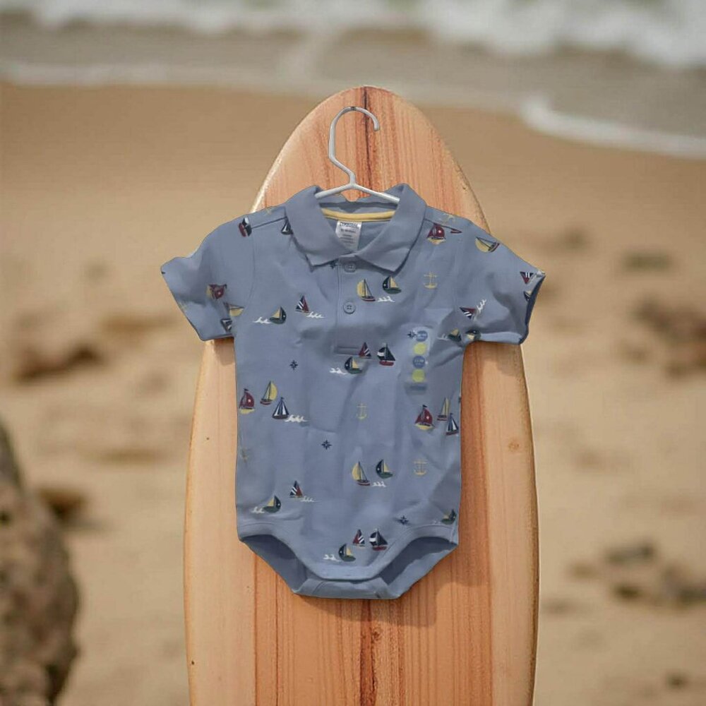 Gymboree NWT SAILING CLUB Blue Polo Onesie Top 12–18 Months